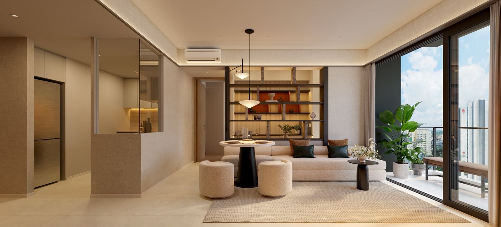 Artist's impression of a living and dining room