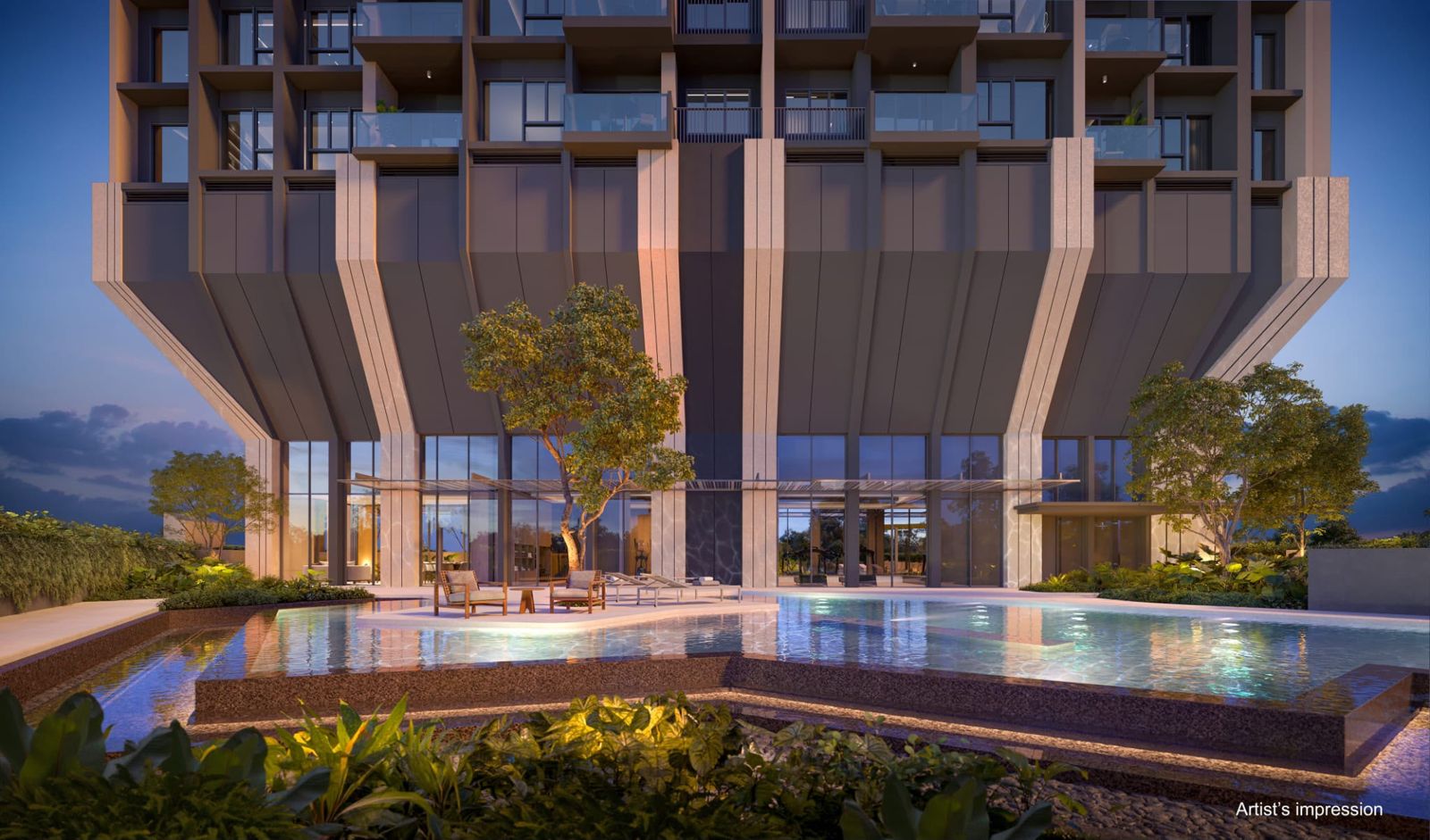 Artist's impression of the pool deck at the base of the tower