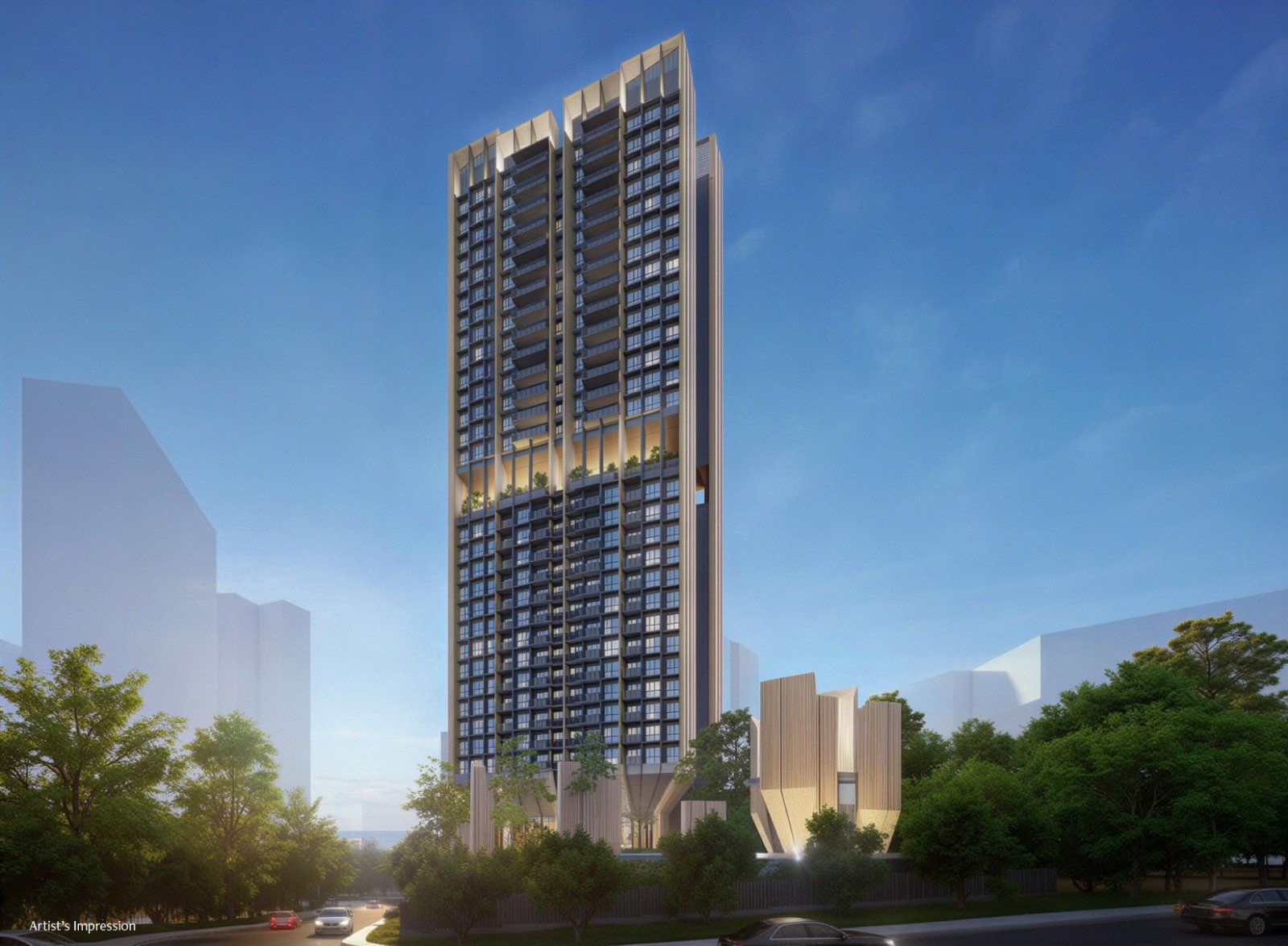 Artist's impression of The Serra Residences tower