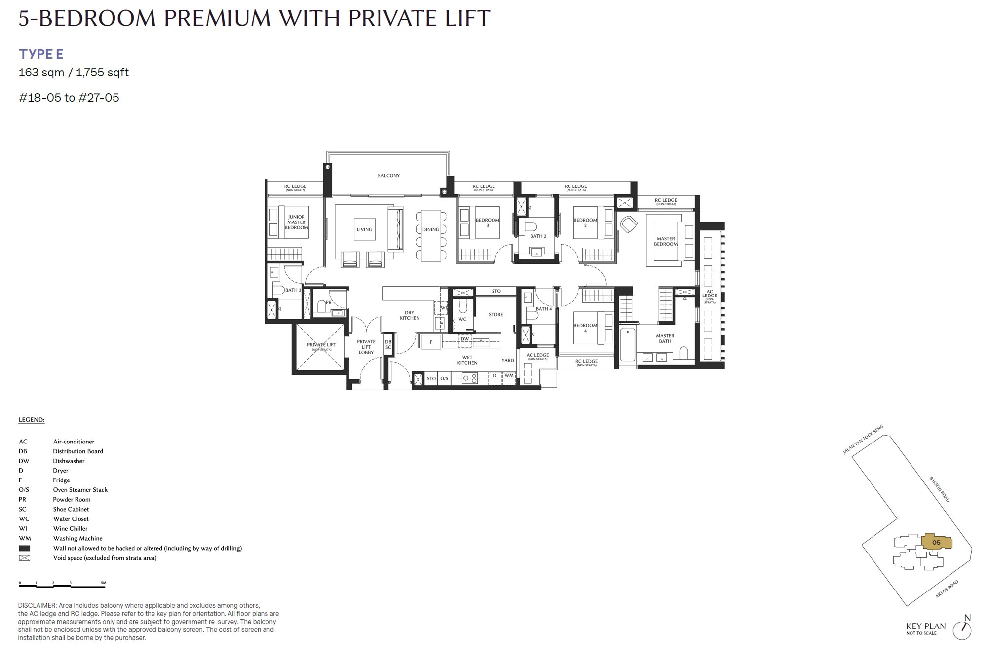 Floor plan, 5 Bedroom Premium With Private Lift, Type E, 1,755 sq ft